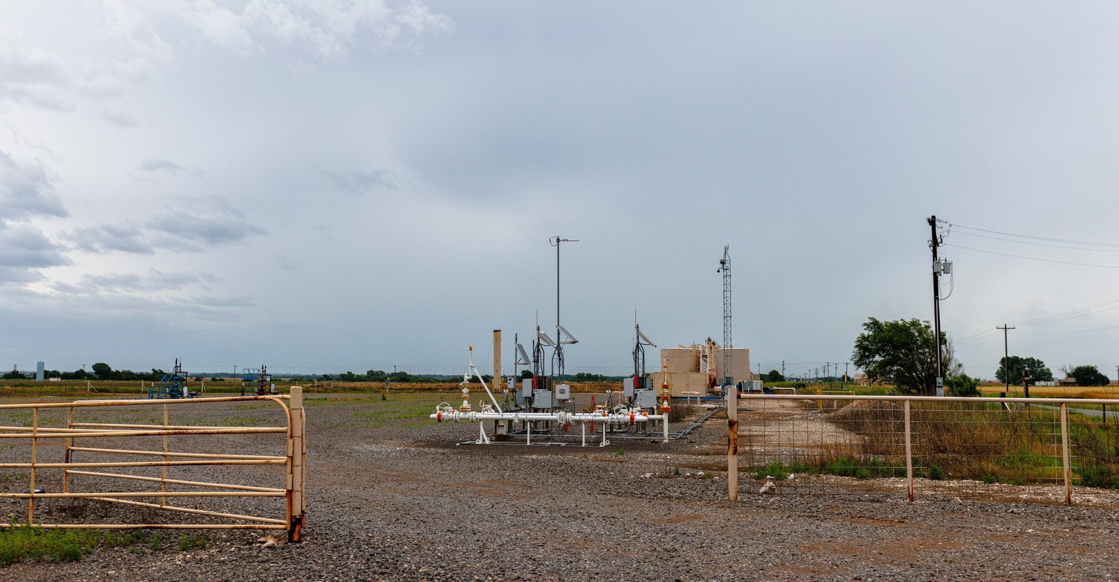 Field service truck arriving at oil well site for productive maintenance